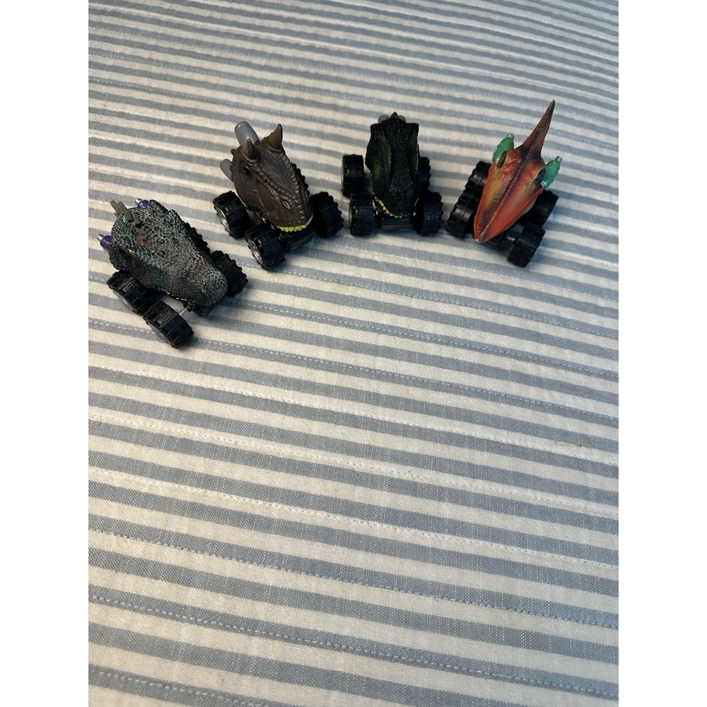 Set Of 4 Dinosaur Monster Trucks Toy Cars Pull Back/Push Vehicles Kids Toys